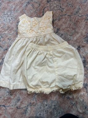 Small Steps Vintage Pale Yellow Embroidered Matching Set